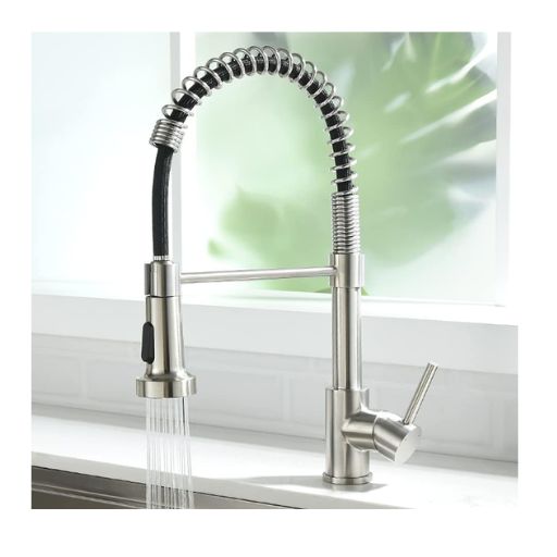 Kitchen Faucet with Pull Down Sprayer Sus304 Stainless Steel Industrial Single Handle