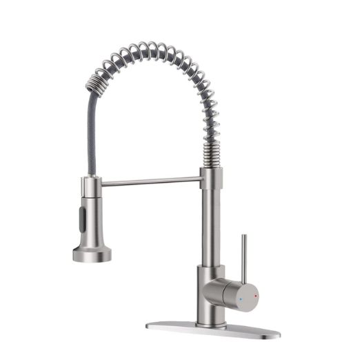 OWOFAN Kitchen Faucet Low Lead Commercial Solid Brass Single Handle Single Lever Pull Out